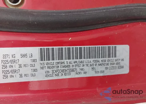 2017 Dodge Journey Se из США, поврежденный, VIN 3C4PDCAB3HT558671